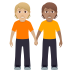 🧑🏼‍🤝‍🧑🏽 people holding hands: medium-light skin tone, medium skin tone display on JoyPixels